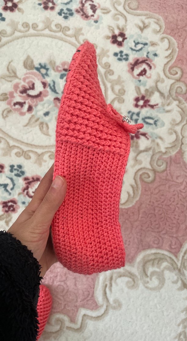 Kız Pembe Örgü Sıcak Ev Terliği - Görsel 4