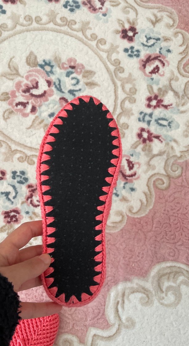 Kız Pembe Örgü Sıcak Ev Terliği - Görsel 3