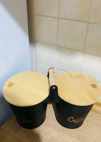 Ahşap Kapaklı Siyah Çay ve Kahve Kutusu - Görsel 2