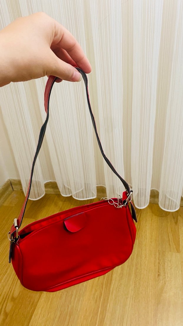 Tokalı Kırmızı Kadın Omuz Çantası - Görsel 2