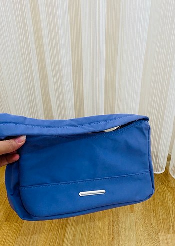 Mavi Fermuarlı Kadın Portföy Çanta - Görsel 2