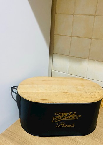 Siyah Ekmek Kutusu Ahşap Kapaklı - Görsel 3
