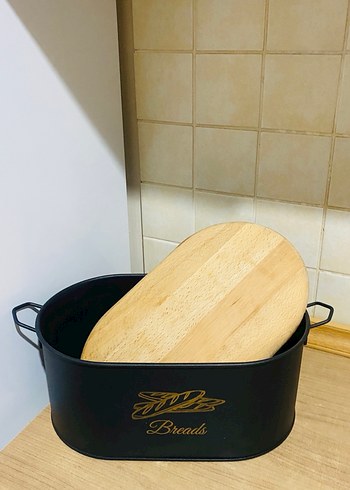 Siyah Ekmek Kutusu Ahşap Kapaklı - Görsel 2