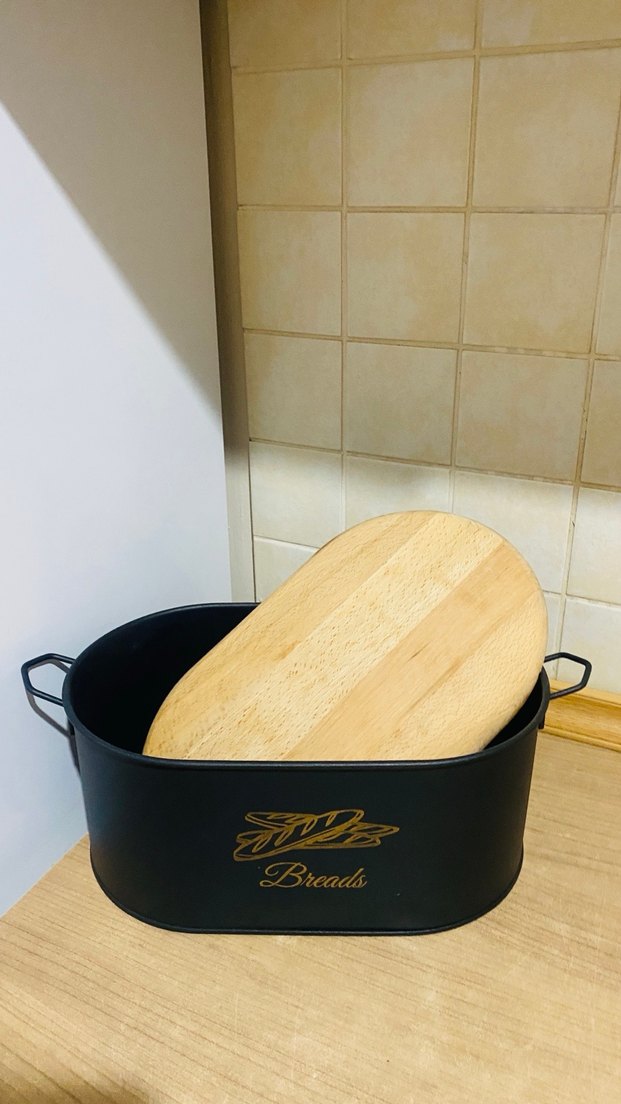 Siyah Ekmek Kutusu Ahşap Kapaklı - Görsel 2