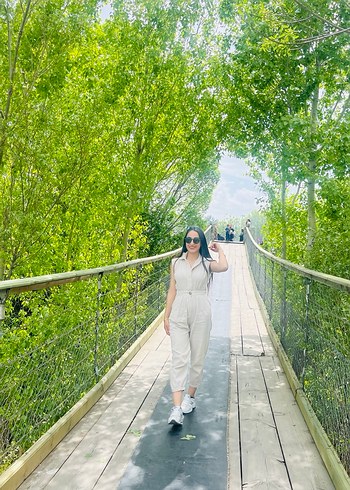 Kadın Beyaz Yılan Desenli Pamuklu Tulum - Görsel 2