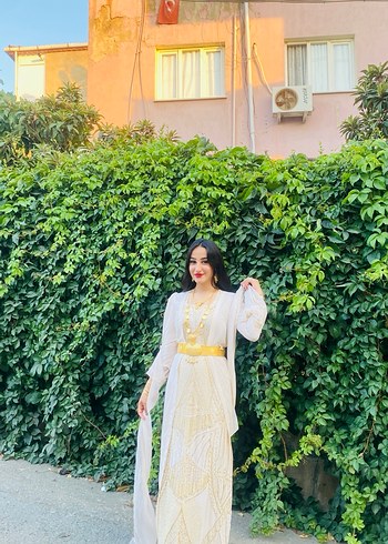 Bohem Etnik Desenli Uzun Beyaz Elbise - Görsel 2