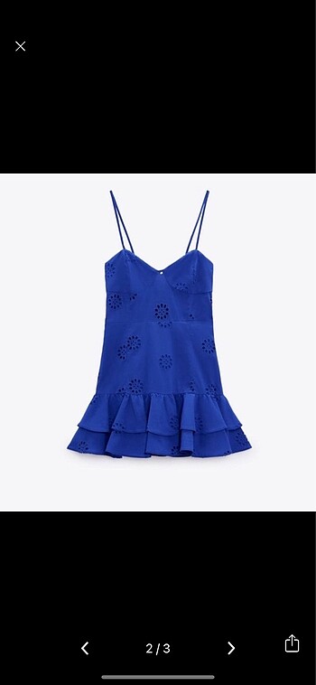 Zara zara mini fisto lacivert elbise