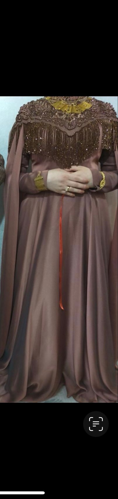 Bordo Uzun Kollu Nakışlı Abiye Elbise - Görsel 5