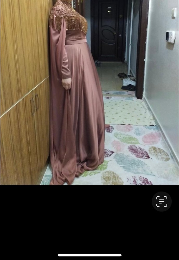 Bordo Uzun Kollu Nakışlı Abiye Elbise - Görsel 2