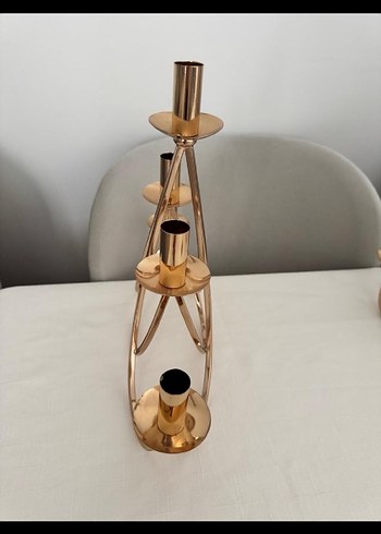 Parlak Altın Renkli Şamdan Seti - Görsel 3