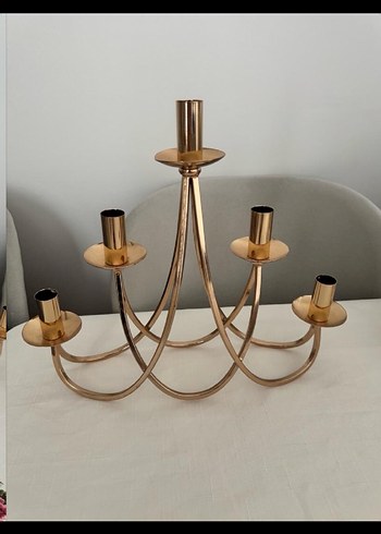 Parlak Altın Renkli Şamdan Seti - Görsel 2