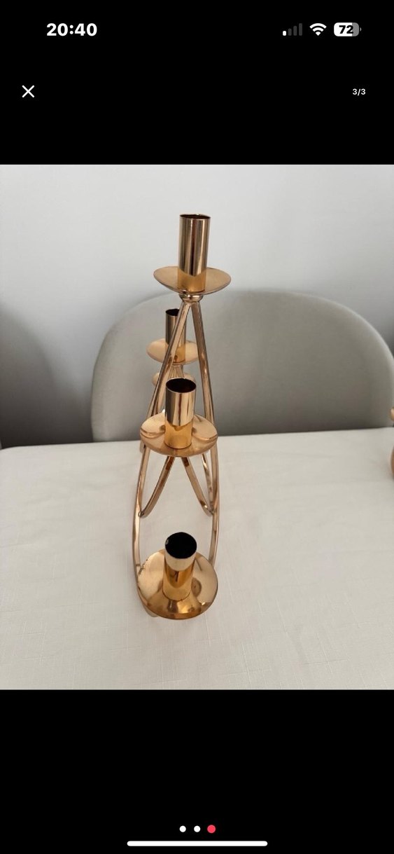 Parlak Altın Renkli Şamdan Seti - Görsel 3