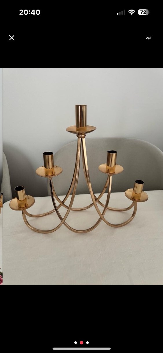 Parlak Altın Renkli Şamdan Seti - Görsel 2