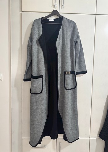 Gri Uzun Kadın Kaban, Kemerli, Rahat Kesim - Görsel 2