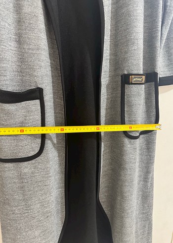 Gri Uzun Kadın Kaban, Kemerli, Rahat Kesim - Görsel 5