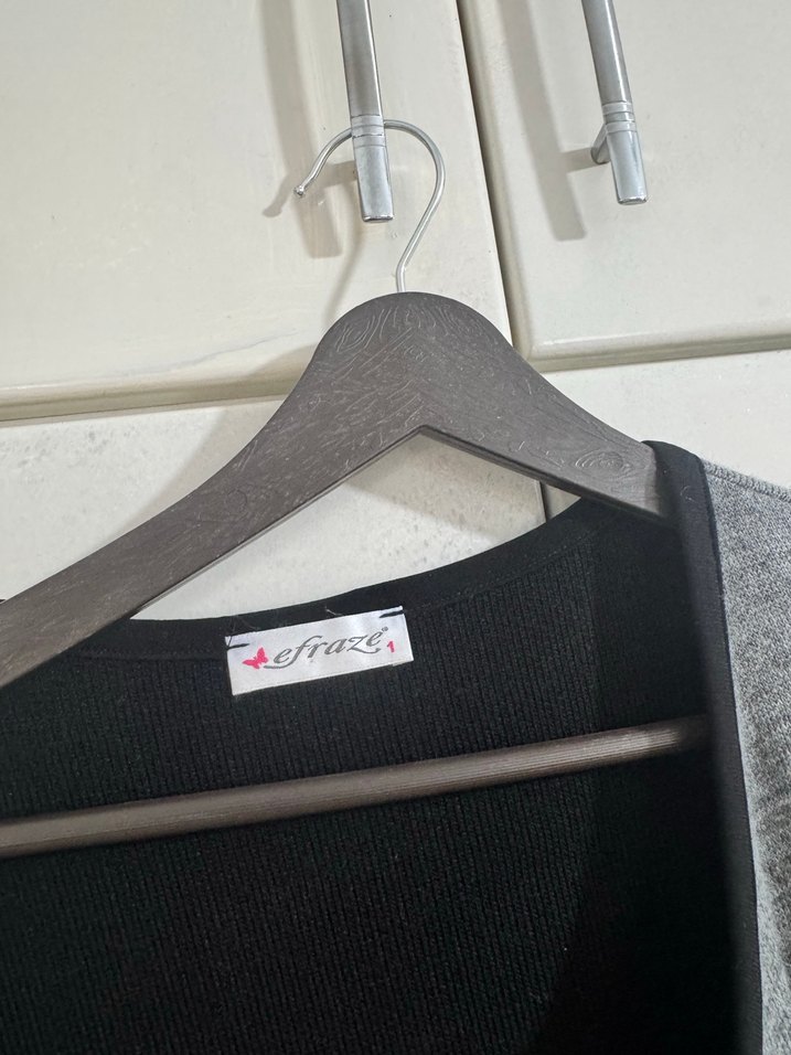 Gri Uzun Kadın Kaban, Kemerli, Rahat Kesim - Görsel 3