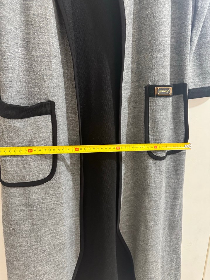 Gri Uzun Kadın Kaban, Kemerli, Rahat Kesim - Görsel 5