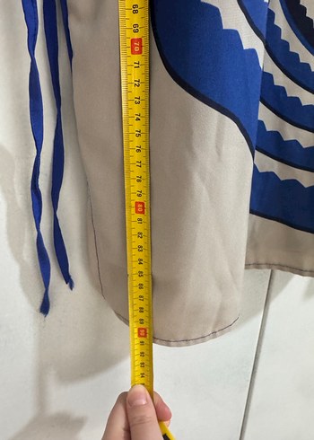 Mavi Desenli Bohem Uzun Kollu Tunik - Görsel 3