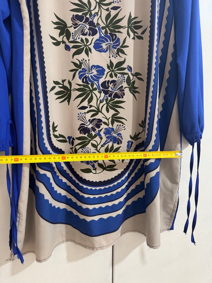 Mavi Desenli Bohem Uzun Kollu Tunik - Görsel 4