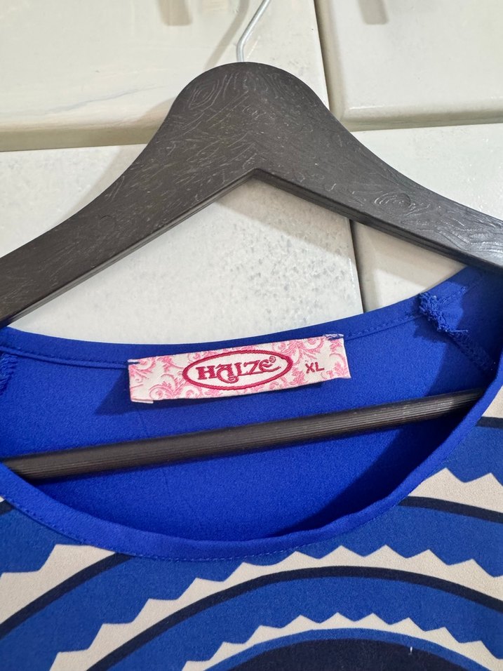 Mavi Desenli Bohem Uzun Kollu Tunik - Görsel 2