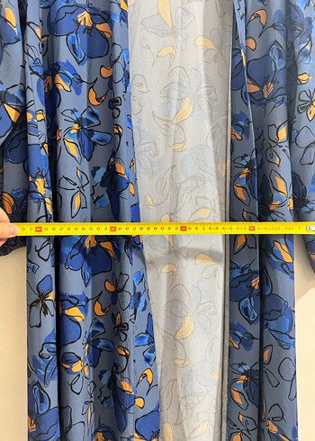 Uzun Mavi Bağlamalı Bohem Kimono - Görsel 5