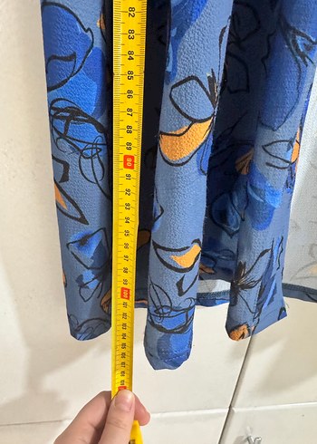 Uzun Mavi Bağlamalı Bohem Kimono - Görsel 4