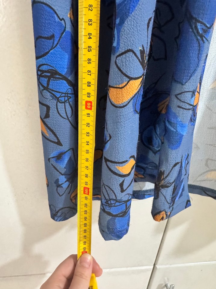 Uzun Mavi Bağlamalı Bohem Kimono - Görsel 4