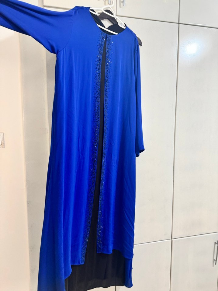 Mavi Uzun Salaş Kadın Elbise - Görsel 2