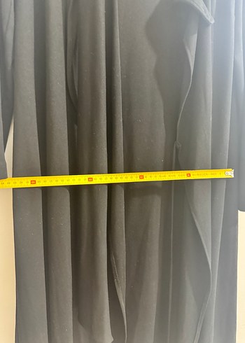 Drapeli Siyah Uzun Kadın Kaban - Görsel 5