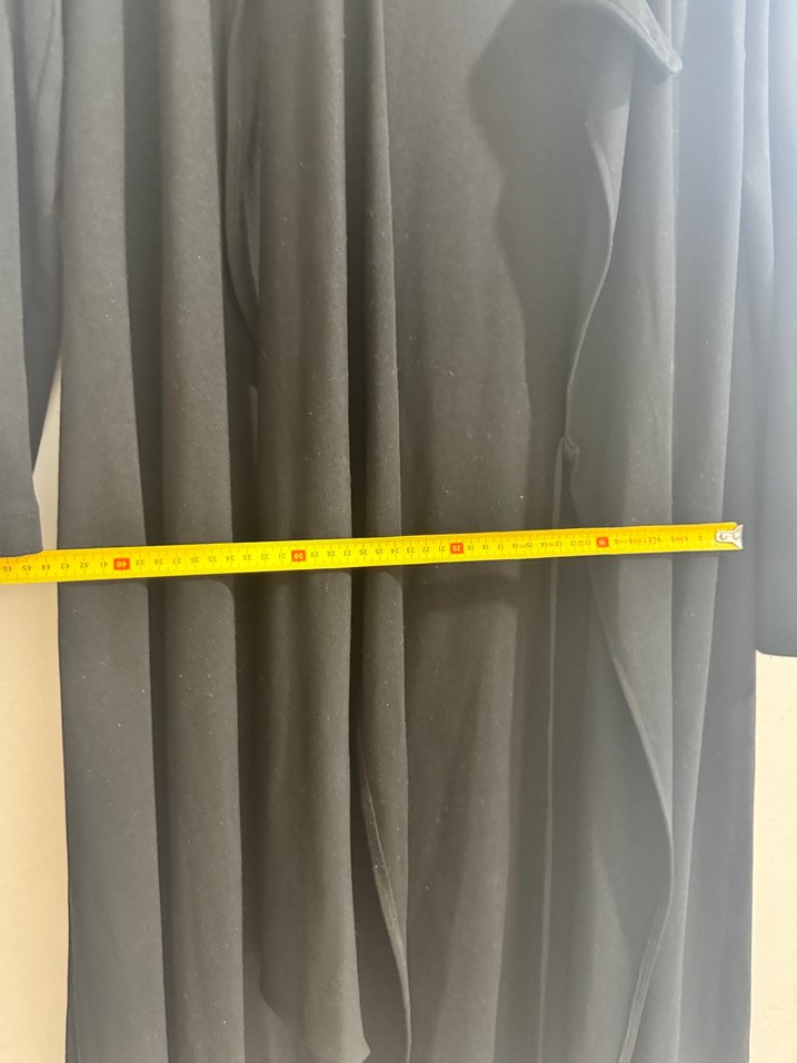 Drapeli Siyah Uzun Kadın Kaban - Görsel 5