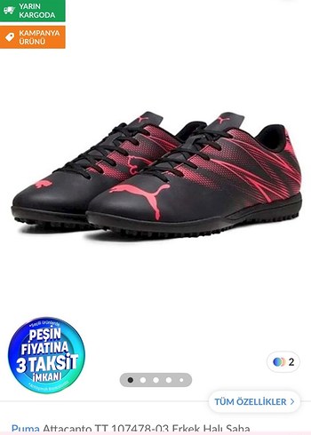 Puma Attacanto Tt Siyah Pembe Hali Saha Ayakkabisi