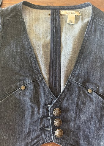 s Beden Düğmeli Denim / jean Kadın Yelek