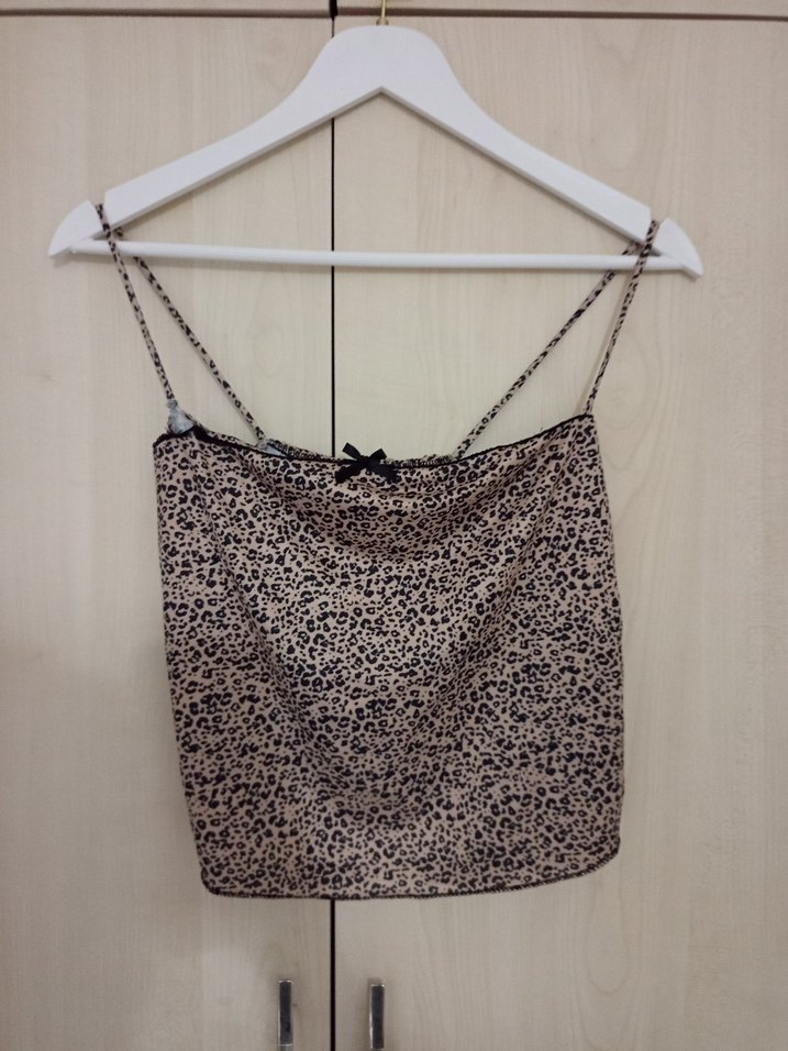 Kahverengi Leopar Desenli İnce Askılı Büstiyer - Görsel 2