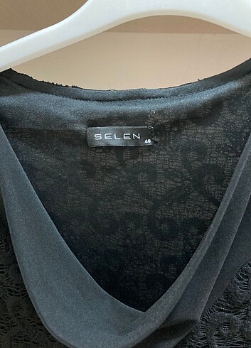 Selen marka dantel detaylı siyah elbise - Görsel 5