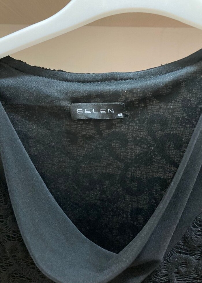 Selen marka dantel detaylı siyah elbise - Görsel 5