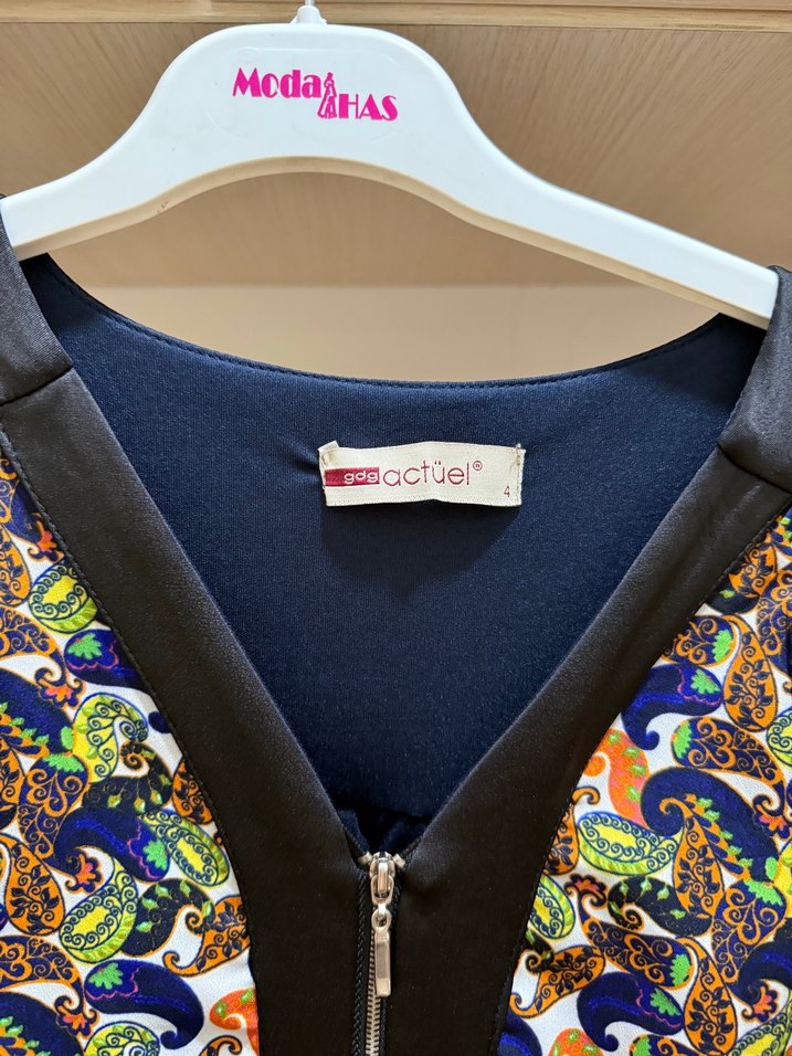 Renkli Baskılı Uzun Kollu Bohem Elbise - Görsel 3