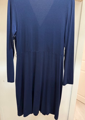 Düğmeli Lacivert Uzun Kollu Kadın Elbise - Görsel 5