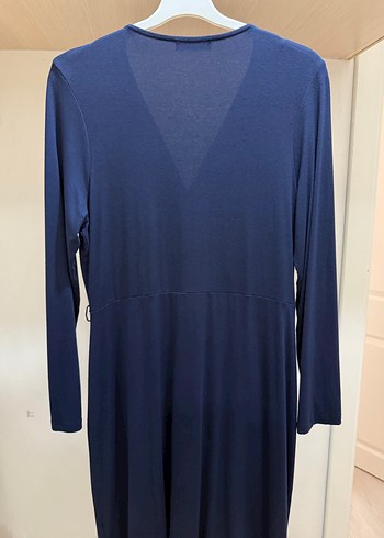 Düğmeli Lacivert Uzun Kollu Kadın Elbise - Görsel 4