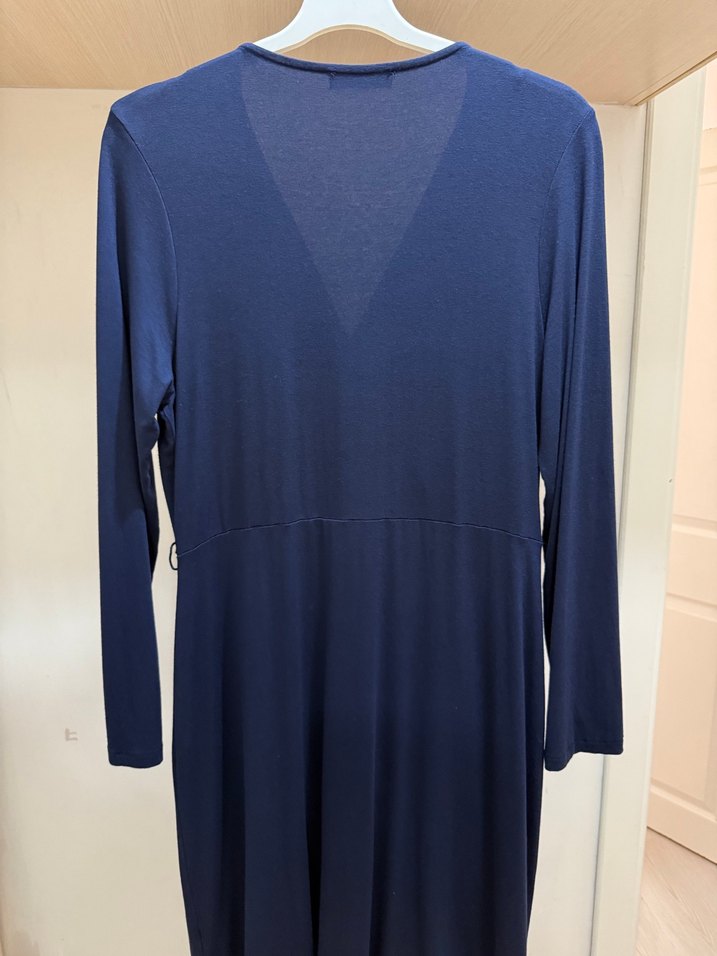 Düğmeli Lacivert Uzun Kollu Kadın Elbise - Görsel 4