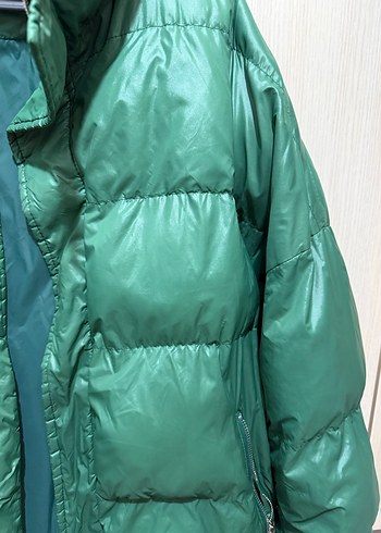 Yeşil Parlak Kadın Kışlık Mont - Görsel 2