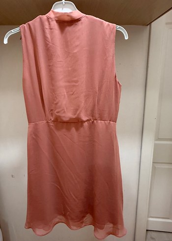 Pembe Drapeli Kolsuz Mini Elbise - Görsel 7