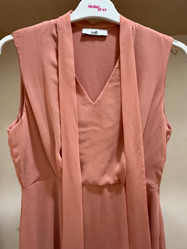 Pembe Drapeli Kolsuz Mini Elbise - Görsel 4