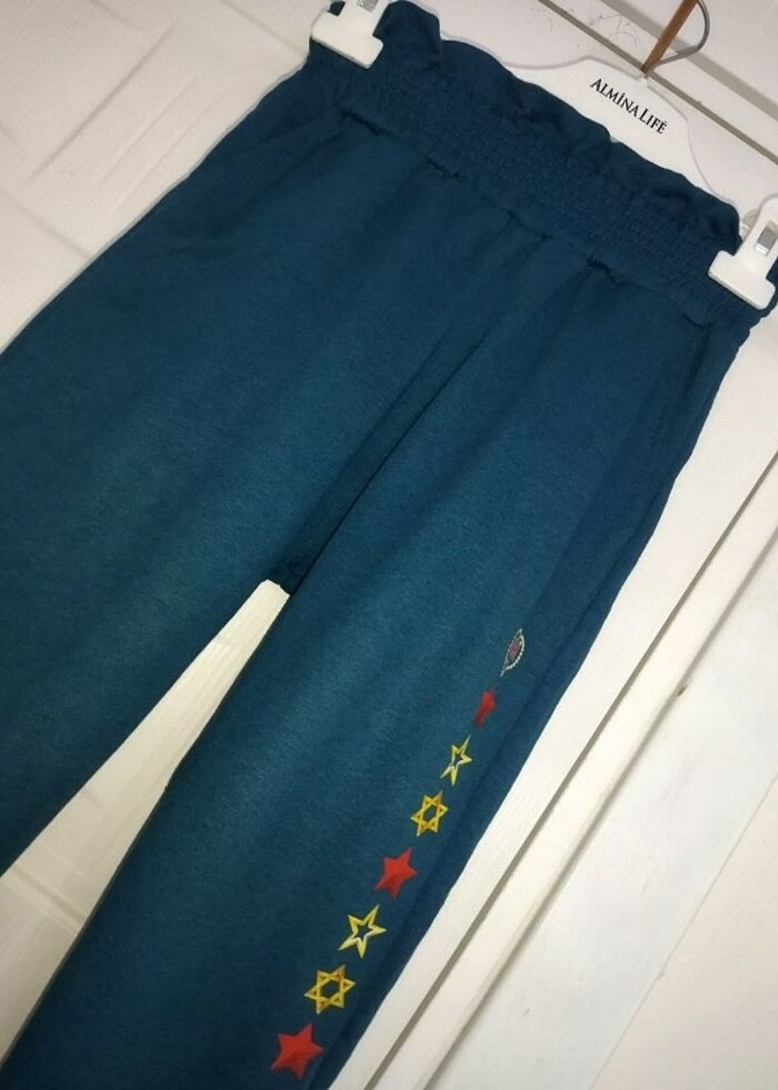 Kız çocuk Jogger zümrüt yeşili eşofman altı 9 yaş - Görsel 5