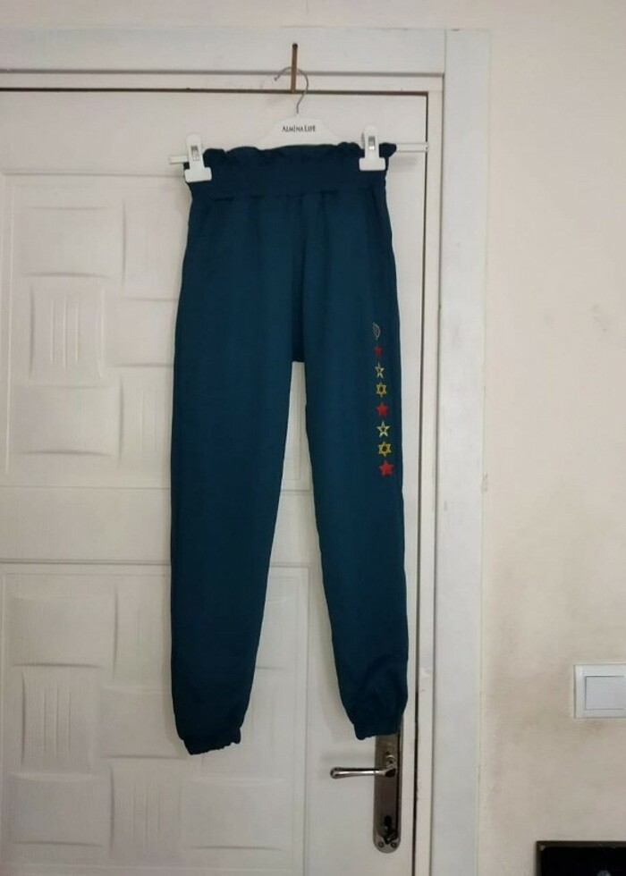 Kız çocuk Jogger zümrüt yeşili eşofman altı 15 - Görsel 2