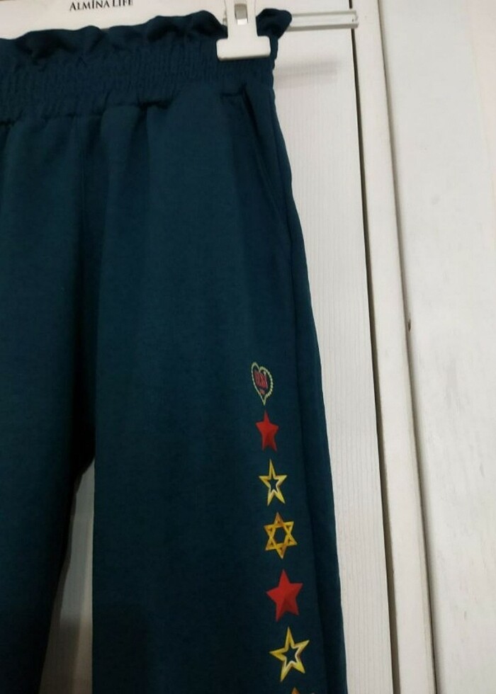 Kız çocuk Jogger zümrüt yeşili eşofman altı 15 - Görsel 5