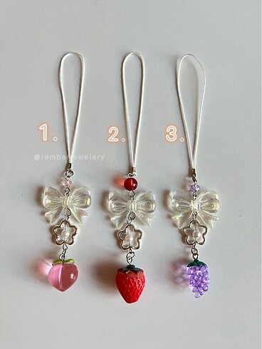 ribbon fruits phone charms