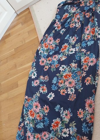 Batik Çiçek Desenli Straplez Bohem Uzun Elbise