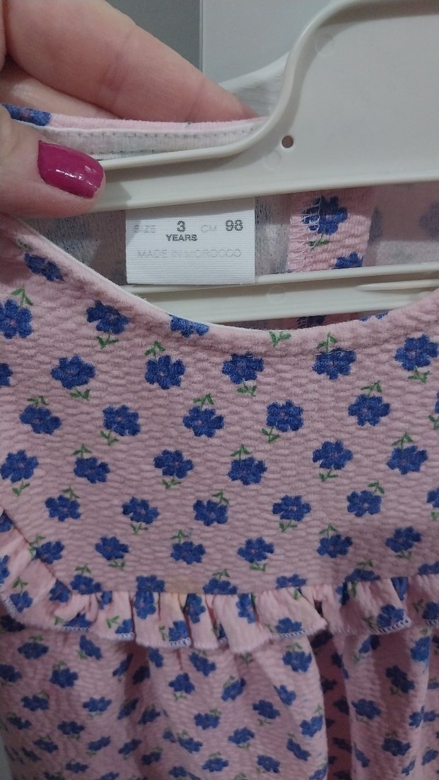 Zara Pembe Çiçek Desenli Kız Çocuk Elbisesi - Görsel 4