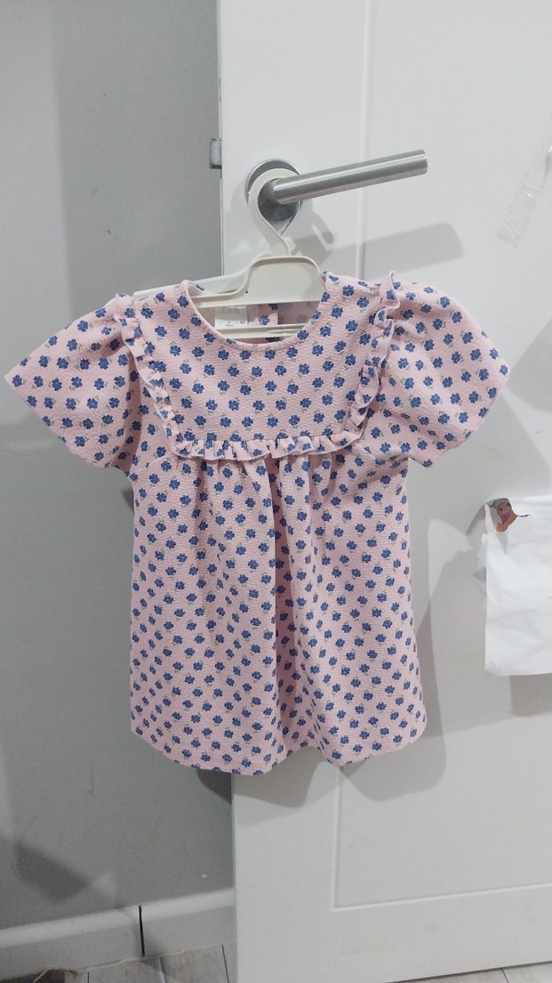 Zara Pembe Çiçek Desenli Kız Çocuk Elbisesi - Görsel 3