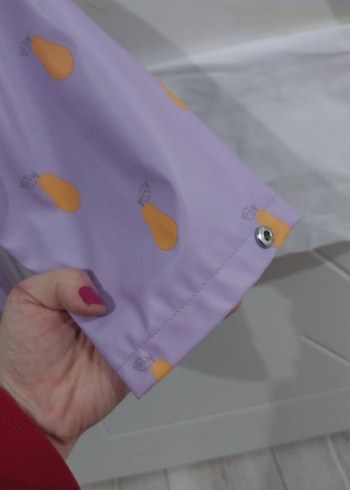 Zara Kız Çocuk Mor Armut Desenli Düğmeli Yağmurluk - Görsel 3